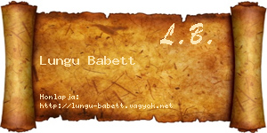 Lungu Babett névjegykártya